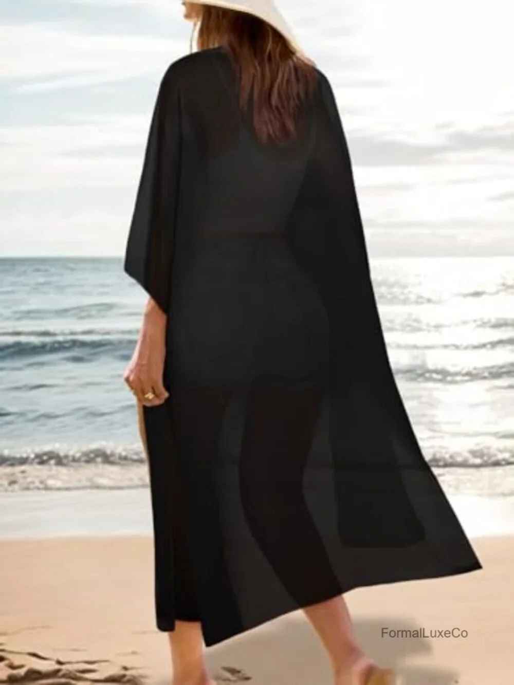 Long Flowy Kimono Cardigan Boho Chiffon Beach Cover Up